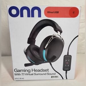 New In Box ONN Gaming Headset Wired USB 7.1 Surround Sound USB Plug & Play